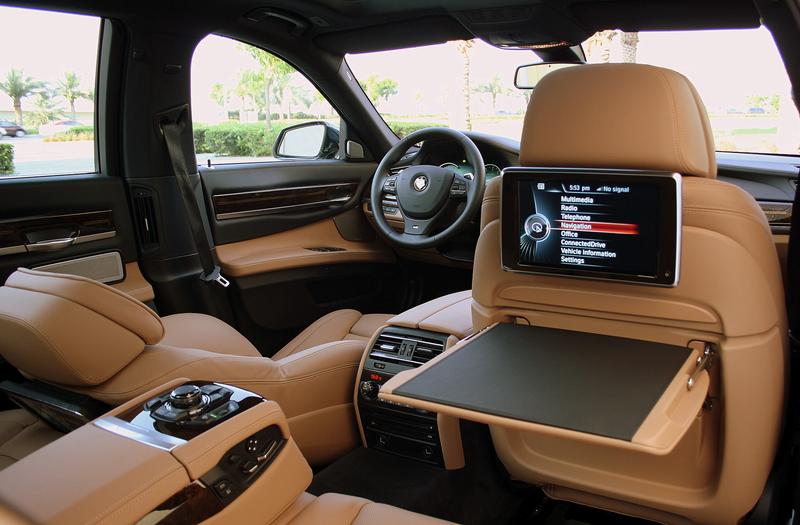 The interior of a 2014 BMW 750 Li with full dealer options
