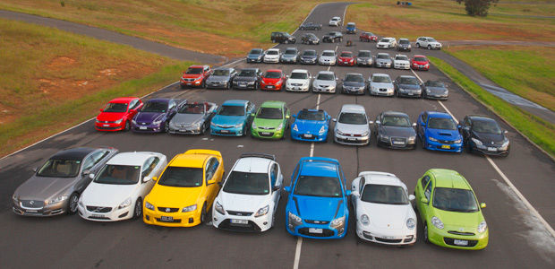 Cars on a race track