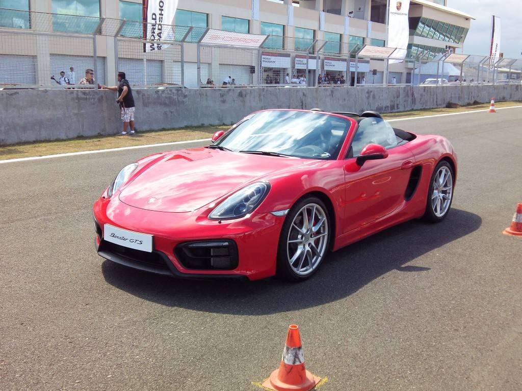 Red Porsche Boxter GTS side view