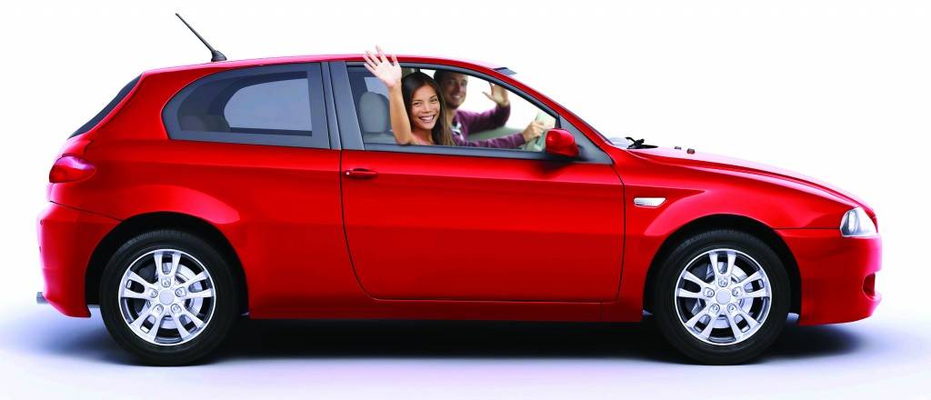 Red car side view