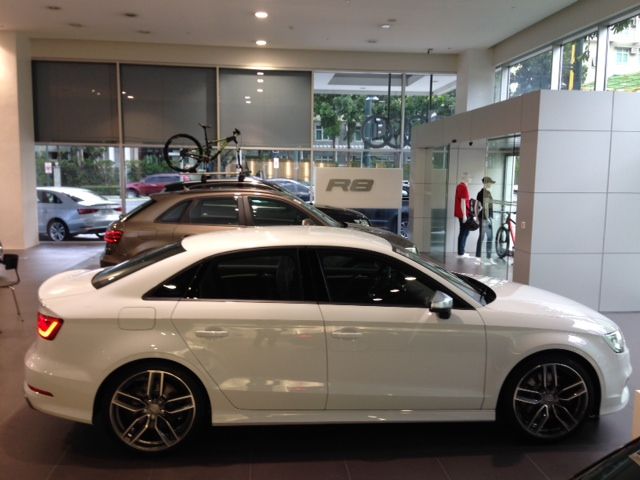White Audi S3 side view