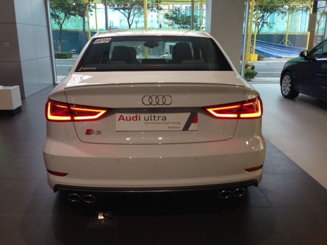 White Audi S3 backview