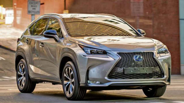 Grey Lexus NX300h hybrid car