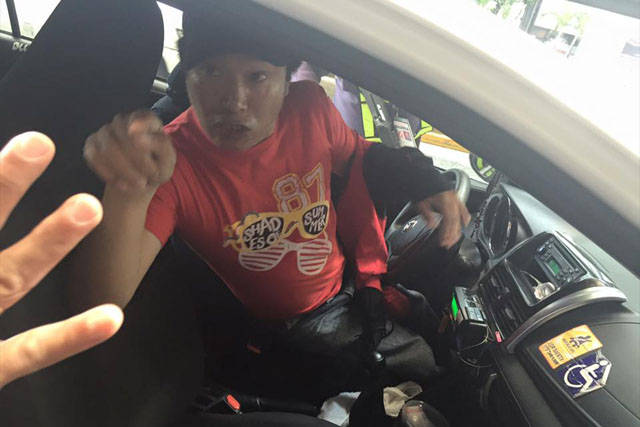 Angry man in car