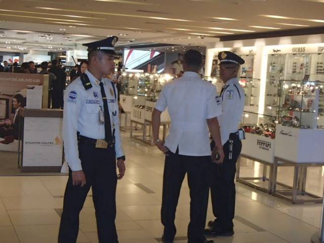 Security guards inside a mall