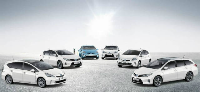 Line of Toyota cars