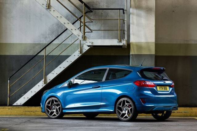 Blue 2018 Ford Fiesta ST back view