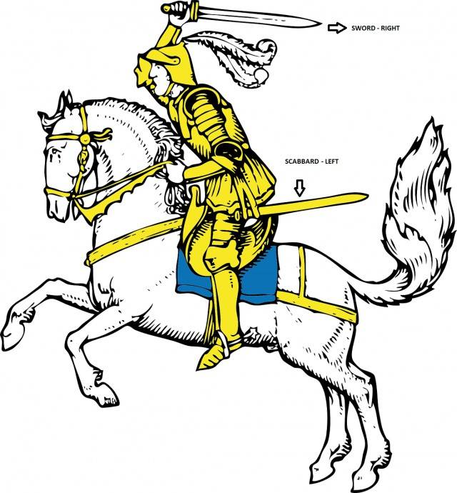 Illustration of an English Knight with a sword.