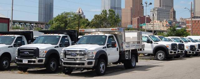 Fleet of pickup trucks