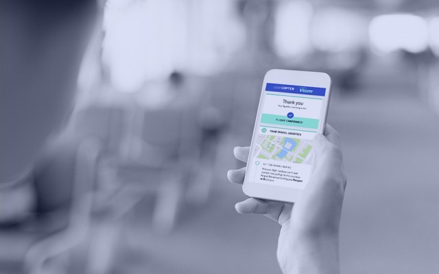 Mobile app user accessing Voom services