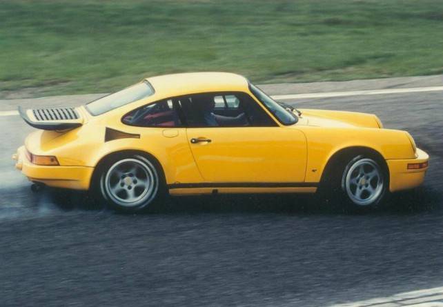 Side view of Yellowbird at a race track