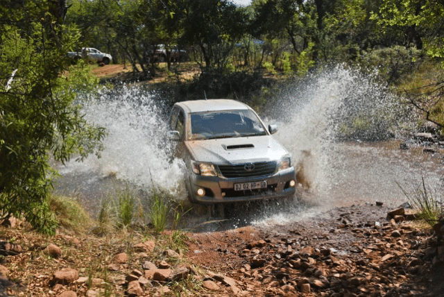 Car crossing a river