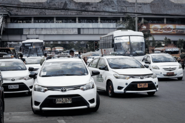 Traffic and taxis on the road