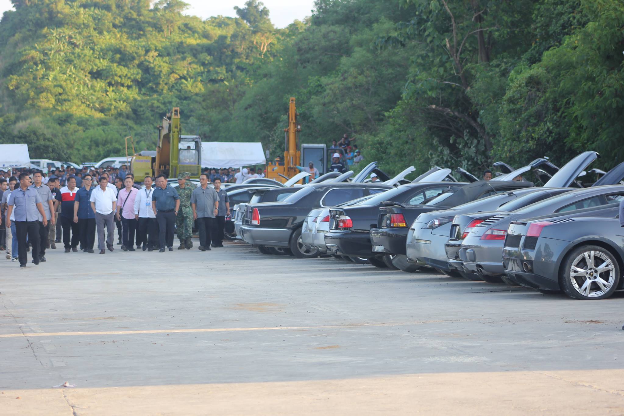 Duterte Oversees Destruction of Smuggled Vehicles in Port Irene, Cagayan Cagayan Economic Zone Authority