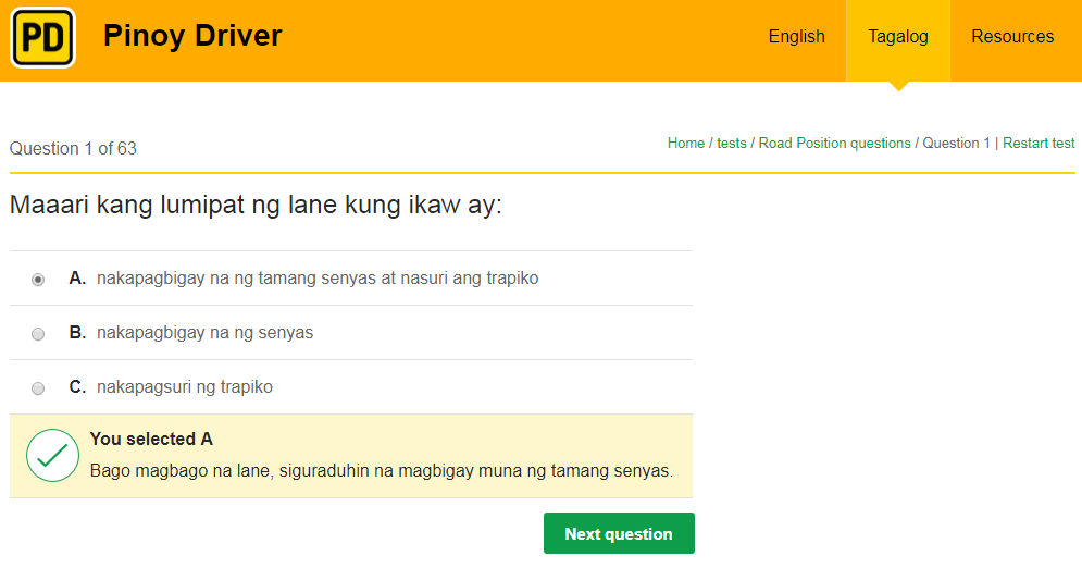 Tagalog LTO Exam Reviewer Question 5 