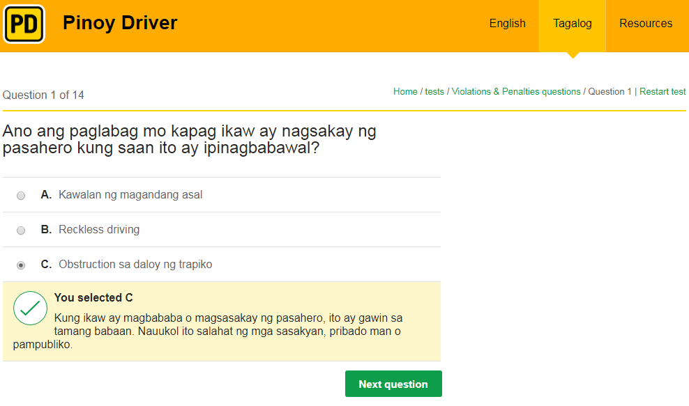 Tagalog LTO Exam Reviewer Question 7