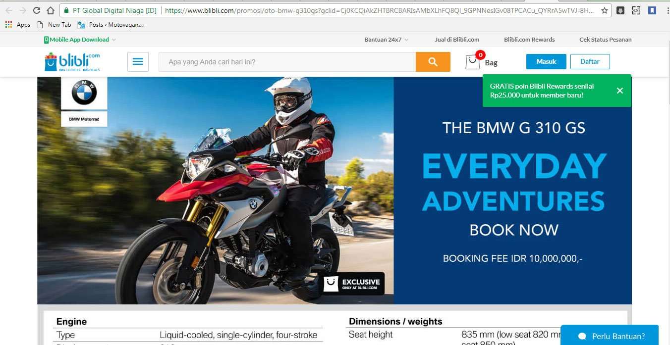 BMW G 310 GS Bisa Dibeli Di Blibli.com