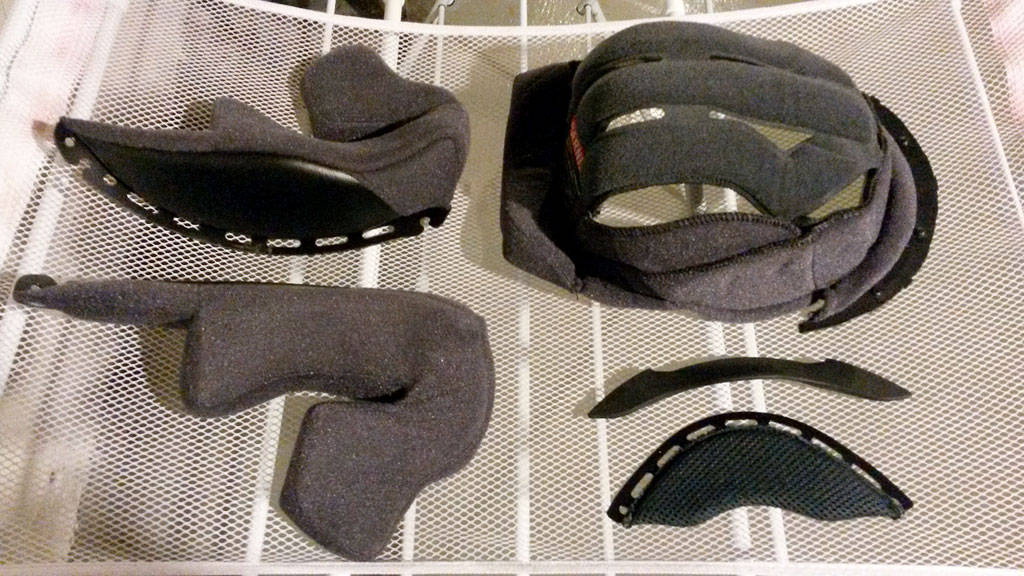 washing motorcycle helmet pads