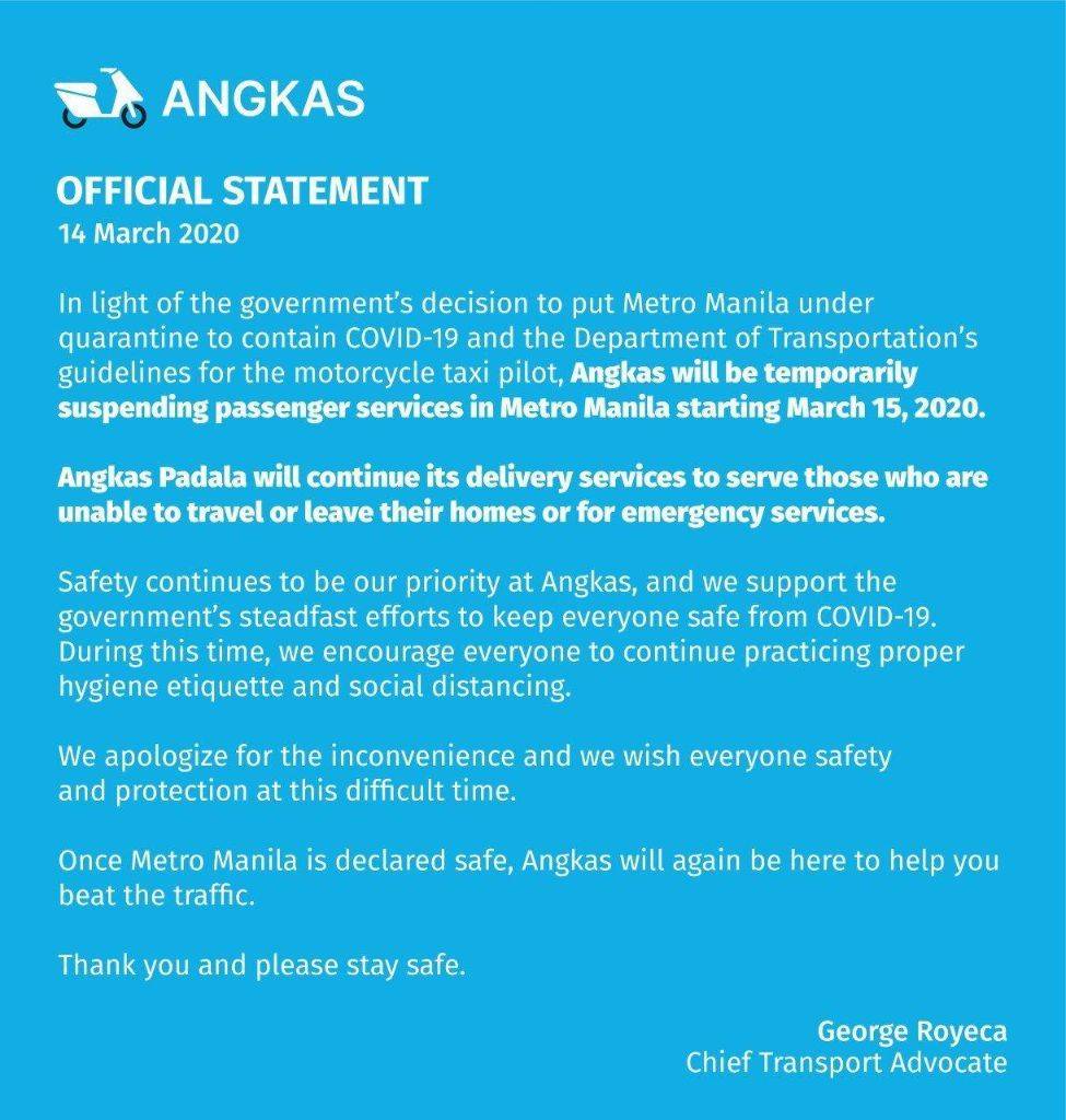 Angkas Statement