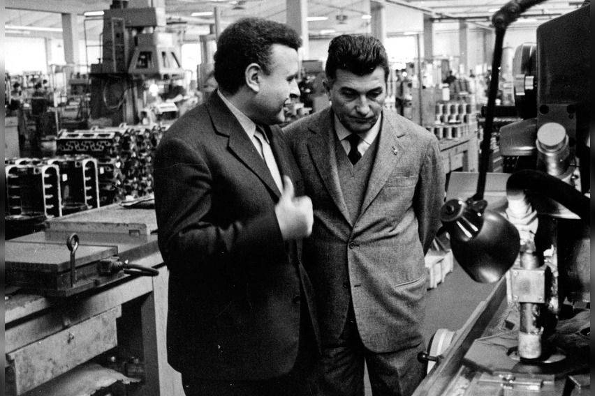 Ferruccio Lamborghini in factory