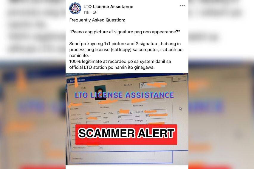 LTO License Assistance Center Facebook Page