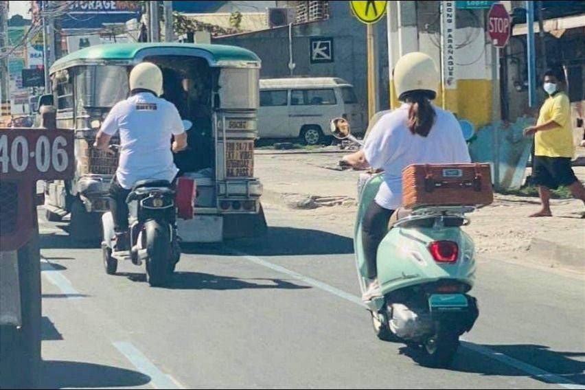 Nina Sotto on the Vespa Primavera Pic Nic while doing rounds in Paranaque