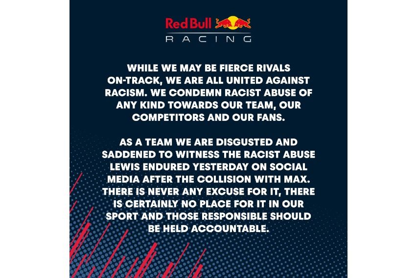 After British Grand Prix incident, Red Bull Racing defends Hamilton vs. racism Red-Bull-Racing