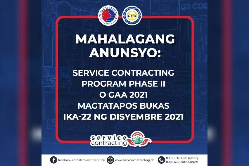LTFRB announcement over Facebook