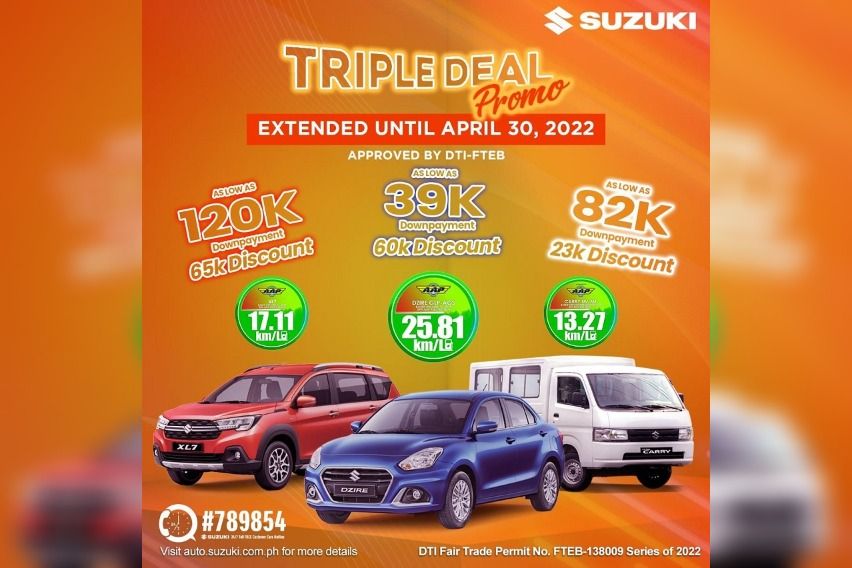 Suzuki PH extends 'Triple Deal' promo Suzuki PH Auto April 2022 promo