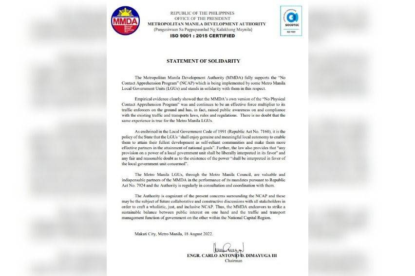 Photo MMDA Statement of Solidarity re NCAP August 18 2022 