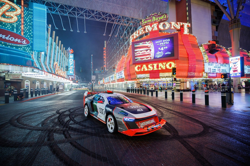 WATCH: Audi S1 Hoonitron and Ken Block electrify Las Vegas in ‘Electrikhana’ electrikhana