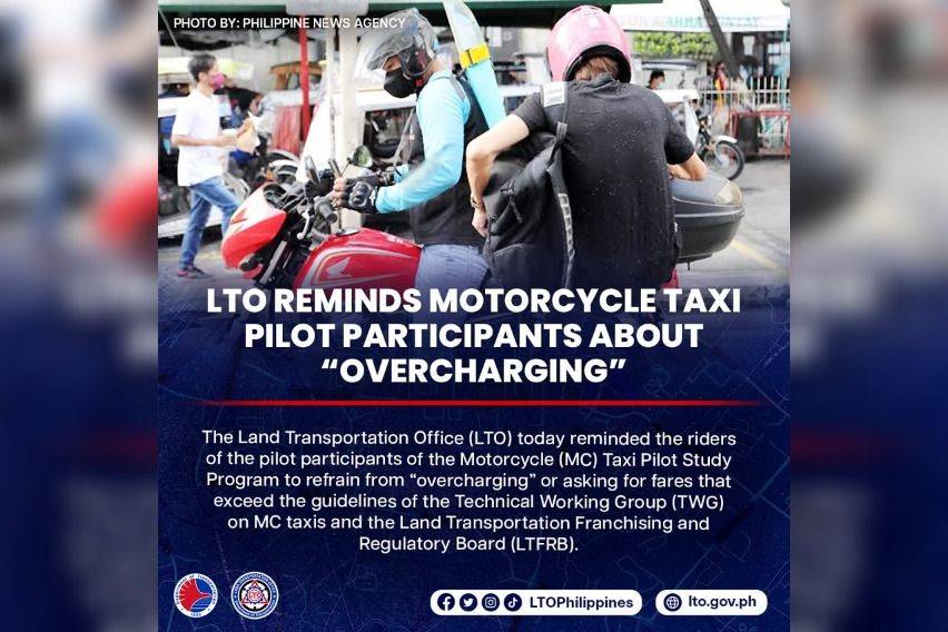 LTO issues reminder to MC taxi riders