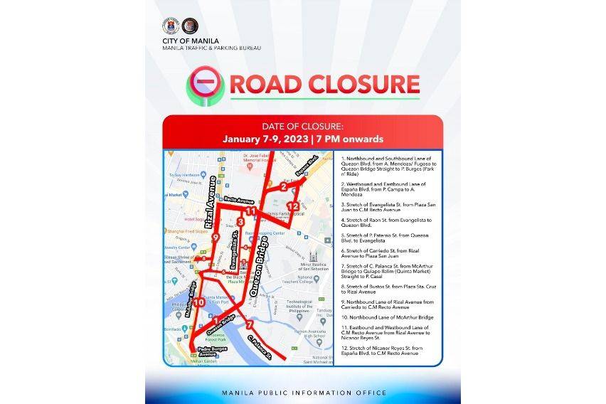 Road closure for Black Nazaene feast in Manila