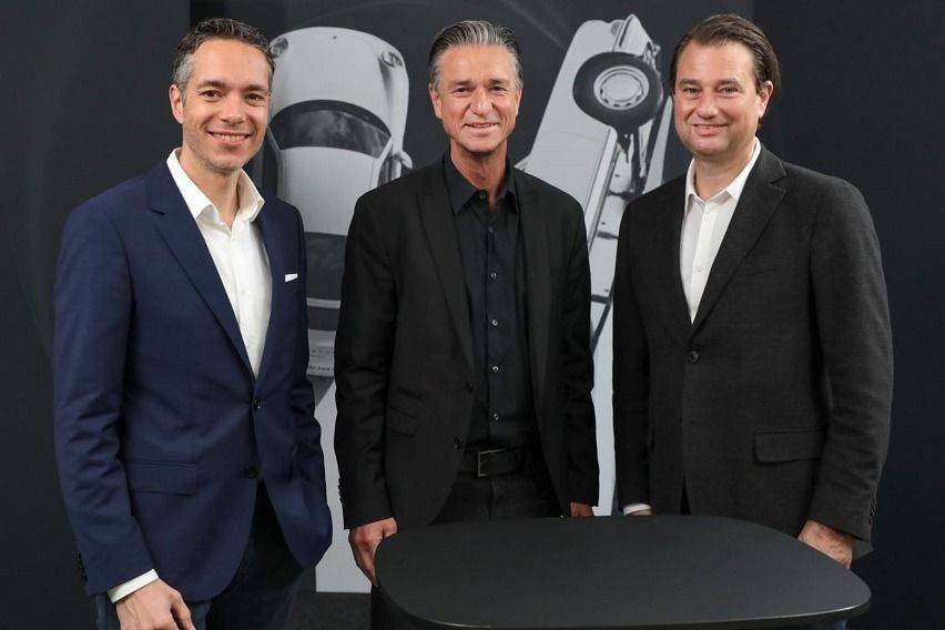 Sebastian Rudolph, Vice President Communications, Sustainability and Politics, Lutz Meschke, Deputy Chairman of the Executive Board and Member of the Executive Board for Finance and IT at Porsche AG, Björn Scheib, Head of Investor Relations, 2023, Porsche AG