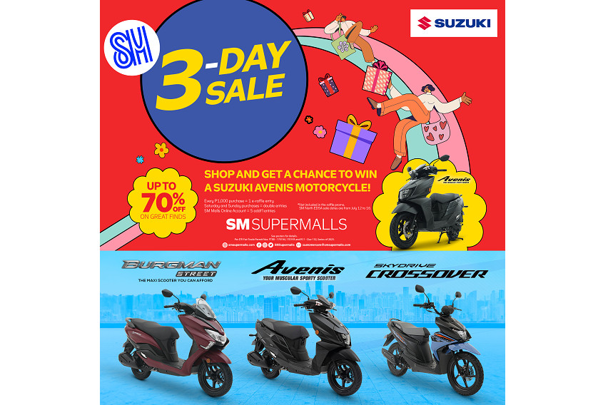 Suzuki, SM Supermalls to raffle off Avenis in 3-day sale Suzuki, SM Supermalls to raffle off Avenis in 3-day sale