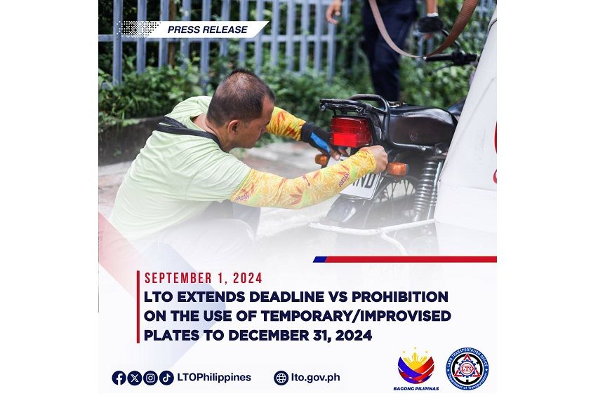 LTO delays deadline on temporary, improvised license plates LTO vs Improvised Plate Numbers