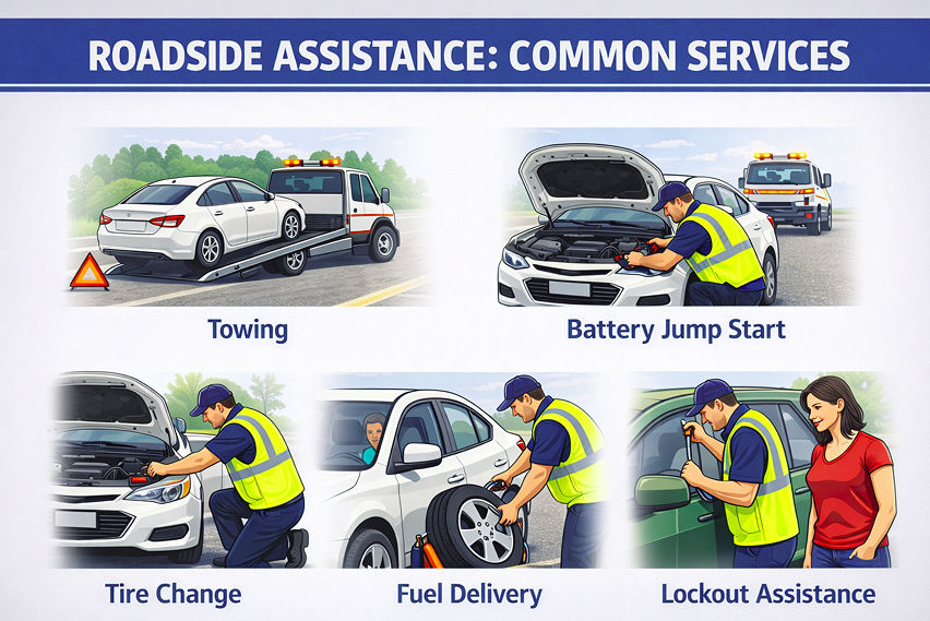 Roadside assistance: Common services covered