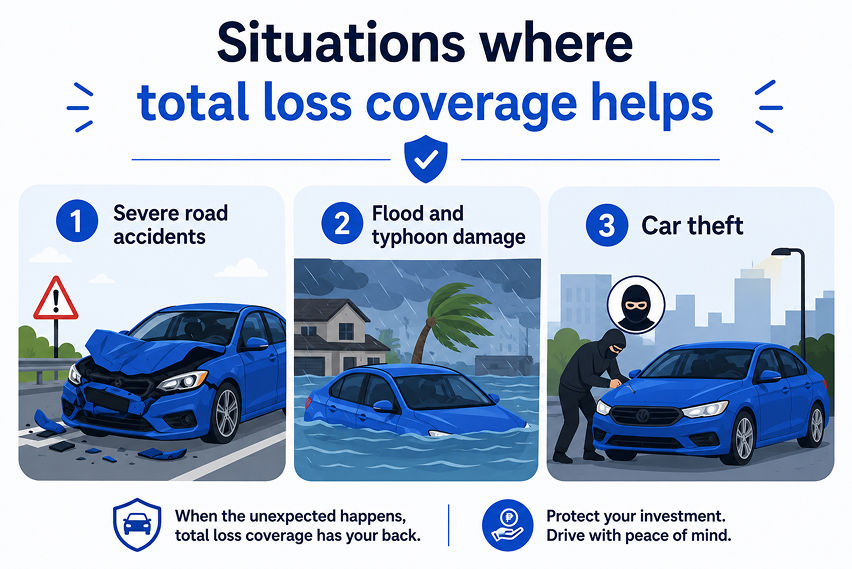 Common situations where total loss coverage helps